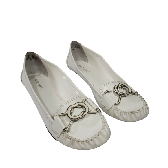 Nine West Crimped Toe Loafers Slip-On Ballet Shoes, Infinity Loop Buckle - Picture 1 of 10